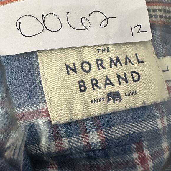 The Normal Brand Shirt Mens Large Blue Plaid Twill Button Up Work Preppy - Picture 9 of 11